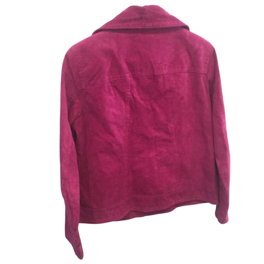 Chico’s Womens Leather Jacket Size 1 Medium Fuchsia Purple Whimsigoth Fairy Y2K - Picture 4 of 11